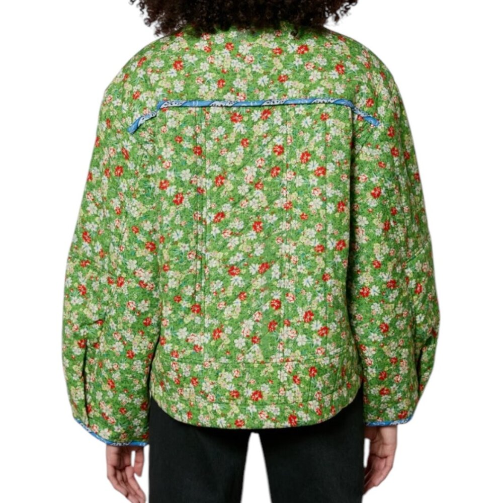 Damson Madder Markey Quilted Green Floral Jacket 8 Oversized Boho Cottagecore - Picture 3 of 13